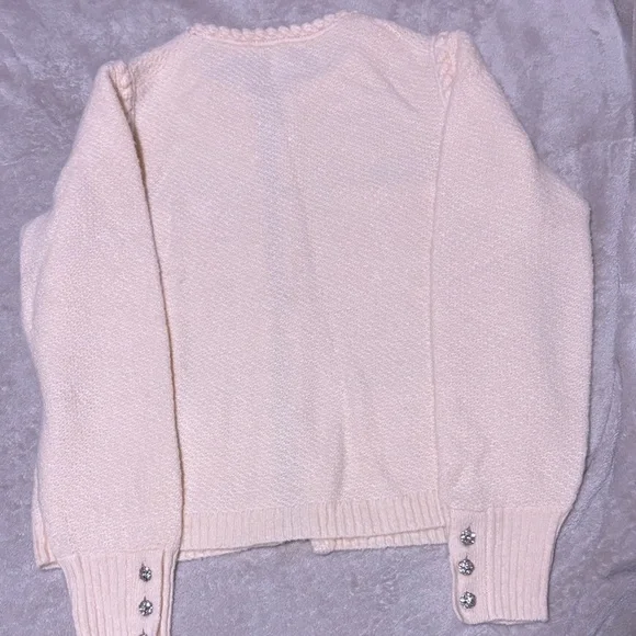 J. Crew..Cream Knit Cardigan W Rhinestone Button Accents on Cuffs & Collar - Picture 11 of 11